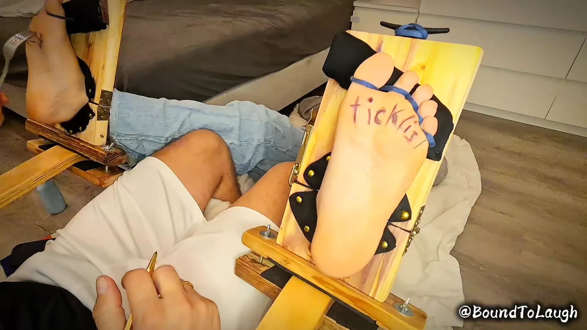 BoundToLaugh – Disobedient Wife Punished in Stocks – Extreme Foot Tickling & T.webp